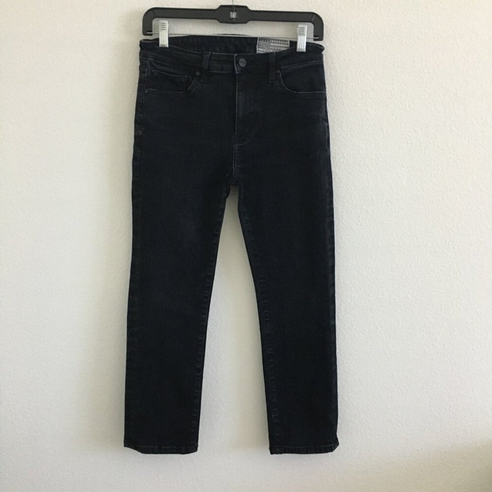 SIWY Jean Slim Straight Womens 29 Black Denim Jean Stretch Mid-Rise Cropped